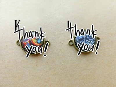 ガラスカボションのワンポイントブレスレット(バリエーション有)