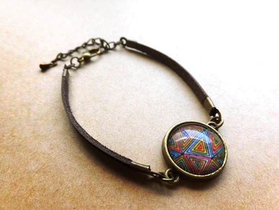 ガラスカボションのワンポイントブレスレット(バリエーション有)