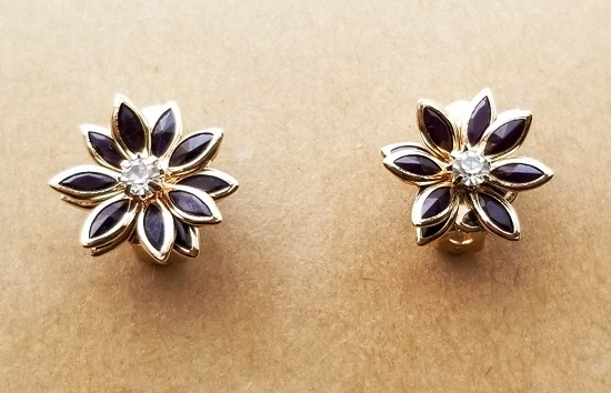 ステンドガラスの花火イヤリング（黒）