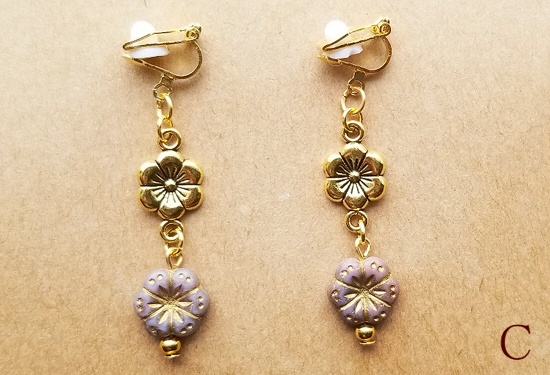 チェコ&メタルフラワーのイヤリング(バリエーション有)