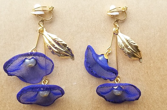 シフォンフラワーのスイングイヤリング（D）