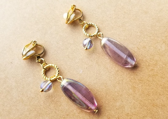 オーロラガラスのイヤリング(バリエーション有)