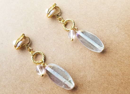 オーロラガラスのイヤリング(バリエーション有)