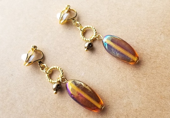 オーロラガラスのイヤリング(バリエーション有)