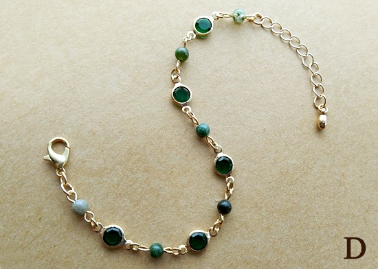 ストーンビーズとフレームコネクターのブレスレット(バリエーション有)