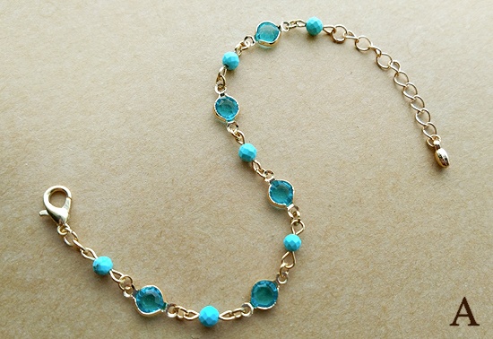 ストーンビーズとフレームコネクターのブレスレット(バリエーション有)