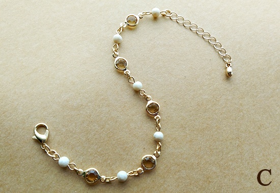 ストーンビーズとフレームコネクターのブレスレット(バリエーション有)