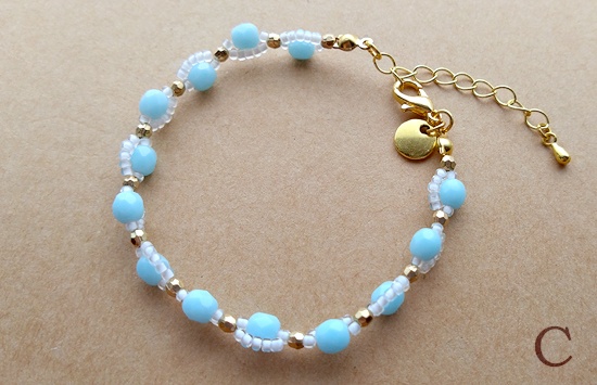 チェコファイアポリッシュとシードビーズのブレスレット(バリエーション有)