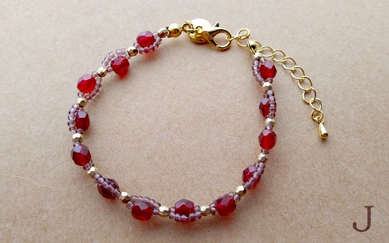 チェコファイアポリッシュとシードビーズのブレスレット(バリエーション有)