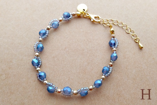 チェコファイアポリッシュとシードビーズのブレスレット(バリエーション有)