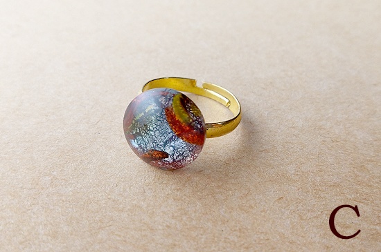 フュージングガラスの指輪<夏空>(カラーバリエーション有)