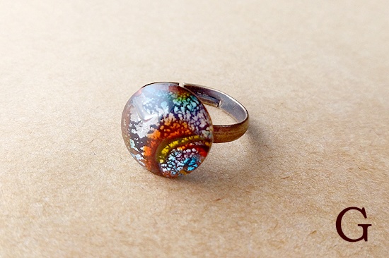 フュージングガラスの指輪<夏空>(カラーバリエーション有)