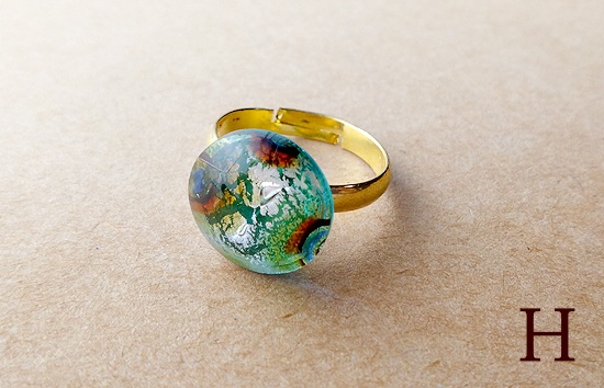 フュージングガラスの指輪<夏空>(カラーバリエーション有)