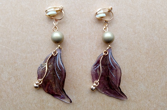 秋色落ち葉のイヤリング（C）