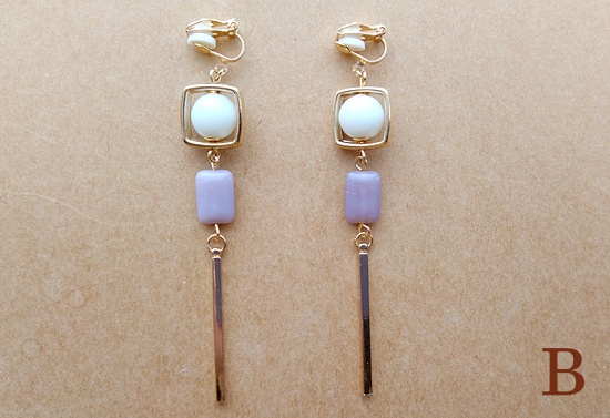 チェコスクエアビーズのIラインイヤリング(バリエーション有)