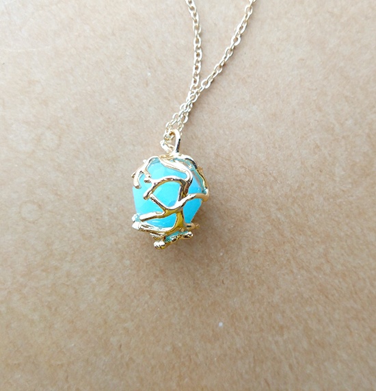 ブルーガラスのケージネックレス（B）