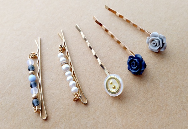 ブルーローズのヘアピンセット