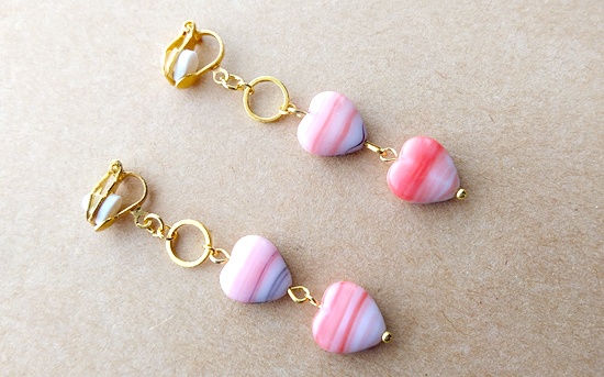 2連ハートのイヤリング