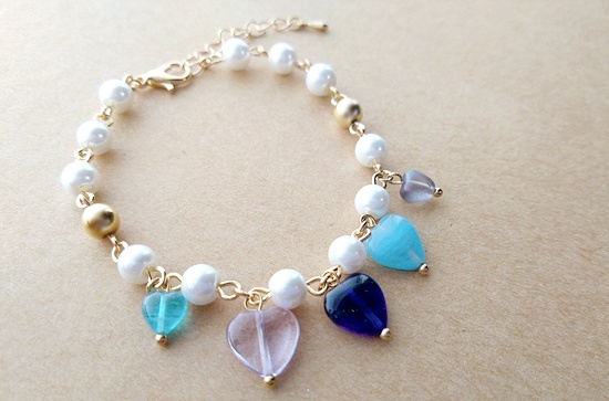 ハートチャームブレスレット(blue)