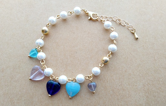 ハートチャームブレスレット（blue）