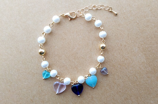 ハートチャームブレスレット(blue)