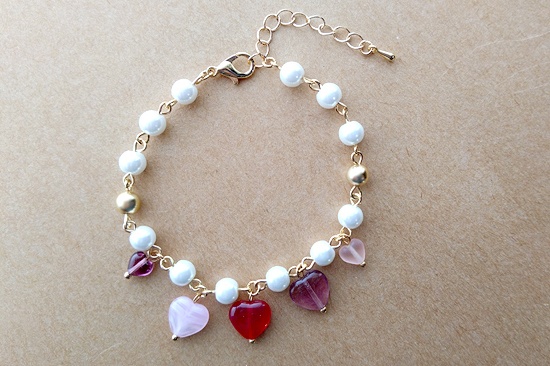 ハートチャームブレスレット(red)