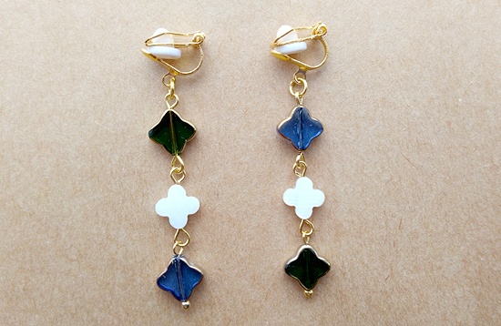 シェルとステンドフラワーのイヤリング