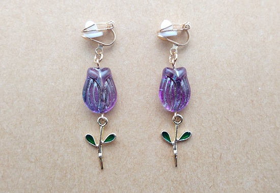 チェコチューリップイヤリング（cute／purple）
