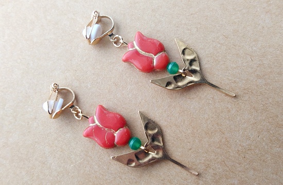 チェコチューリップイヤリング(retro/red)