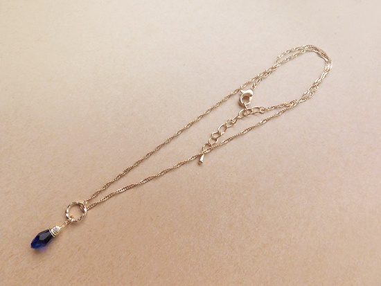 ※チェーンデザイン変更※青の雫ネックレス(deep blue)