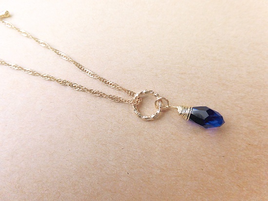 ※チェーンデザイン変更※青の雫ネックレス(deep blue)
