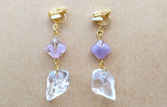 とろけるインクと氷のイヤリング(purple)