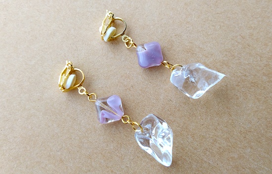 とろけるインクと氷のイヤリング(purple)