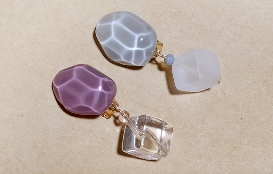 揺蕩う水面とアイスキューブのイヤリング(purple)