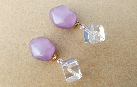 揺蕩う水面とアイスキューブのイヤリング(purple)