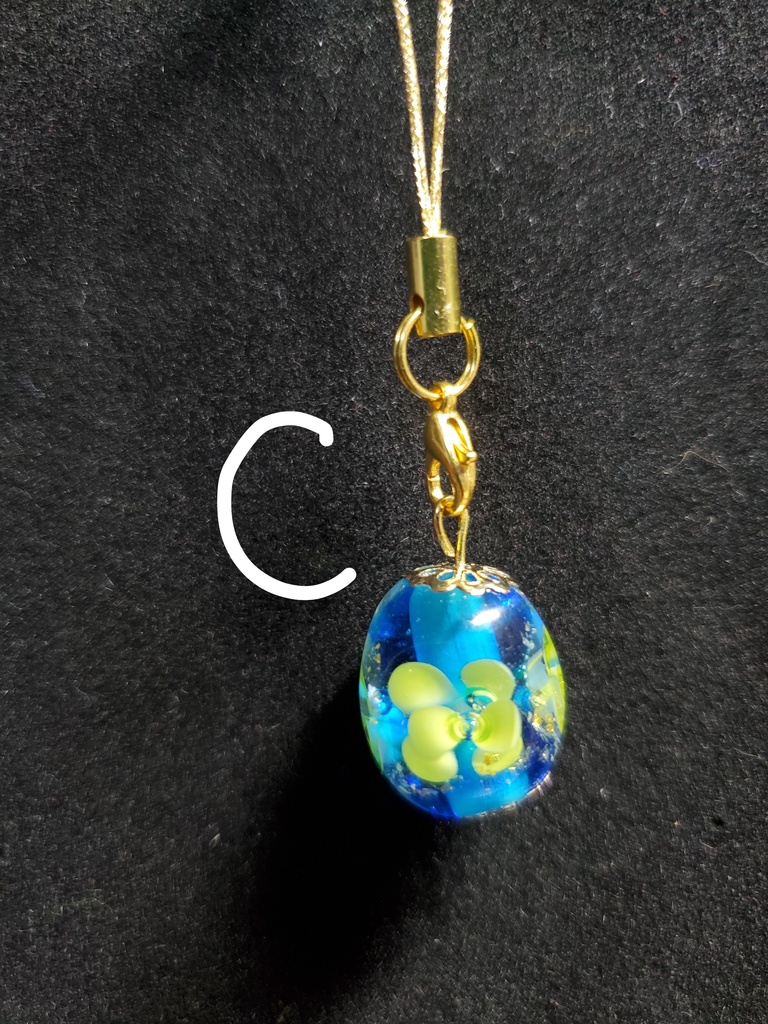 金色の花とんぼ玉