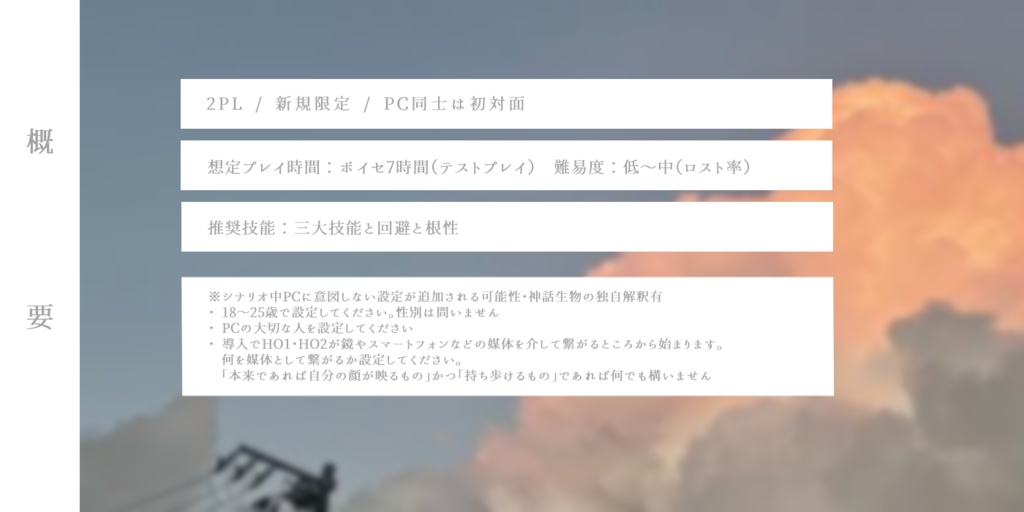 【CoC6】2PL|黎明、きょうもかくや(旧版)