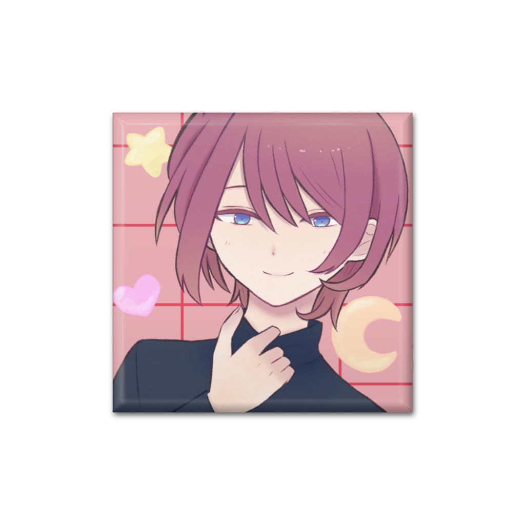 【特典付】Stealth×Morse,Lovebrain 四角形缶バッジ 月町(お礼画像+メッセージカード風画像付)