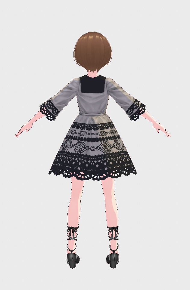 【無料版/支援版】VRoid正式版「ブラックレースドレス」