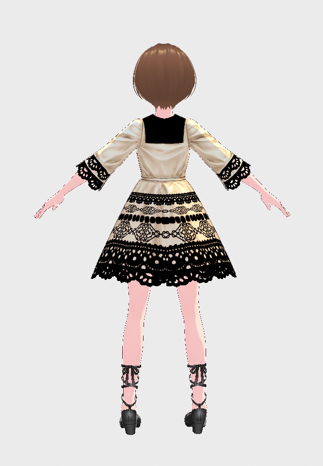 【無料版/支援版】VRoid正式版「ブラックレースドレス」