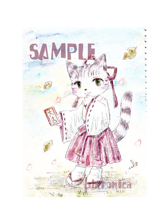 *原画*創作『巫女ねこ』
