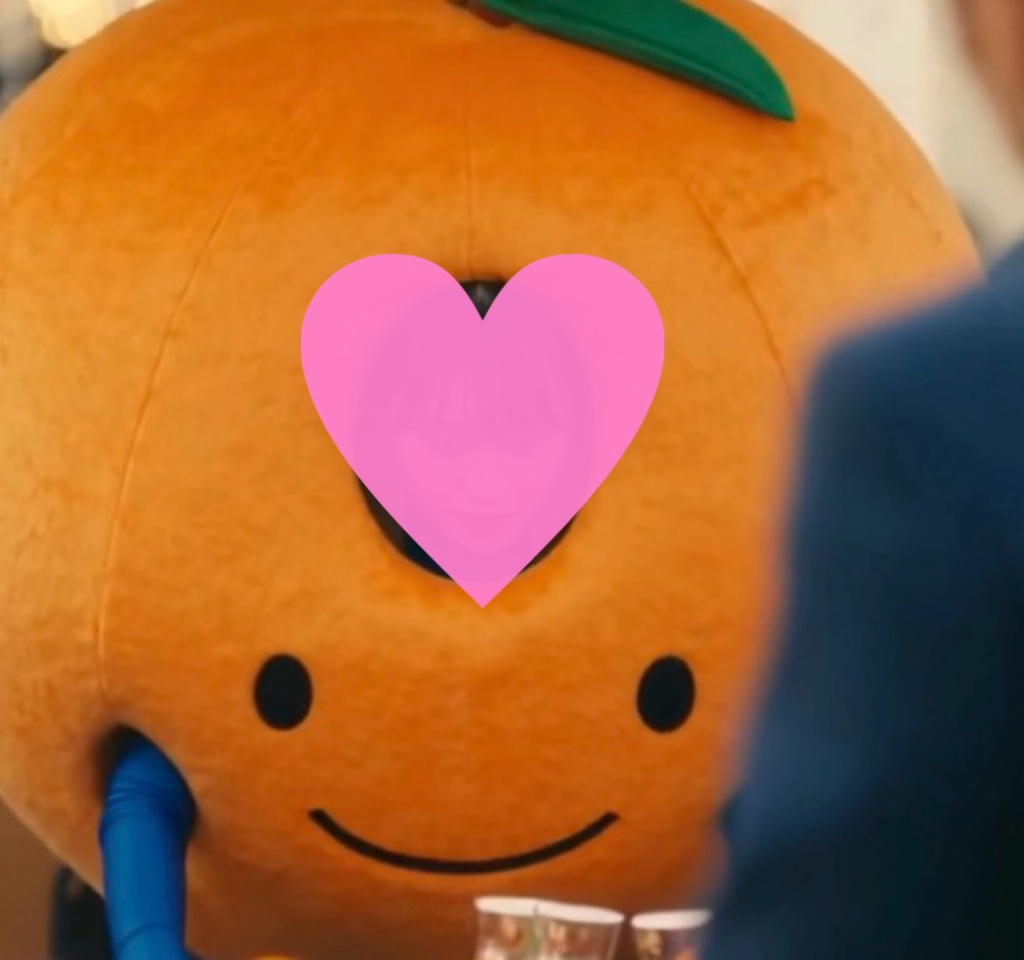 【AI動画・横】オレンジ姿でジュース販売&CM