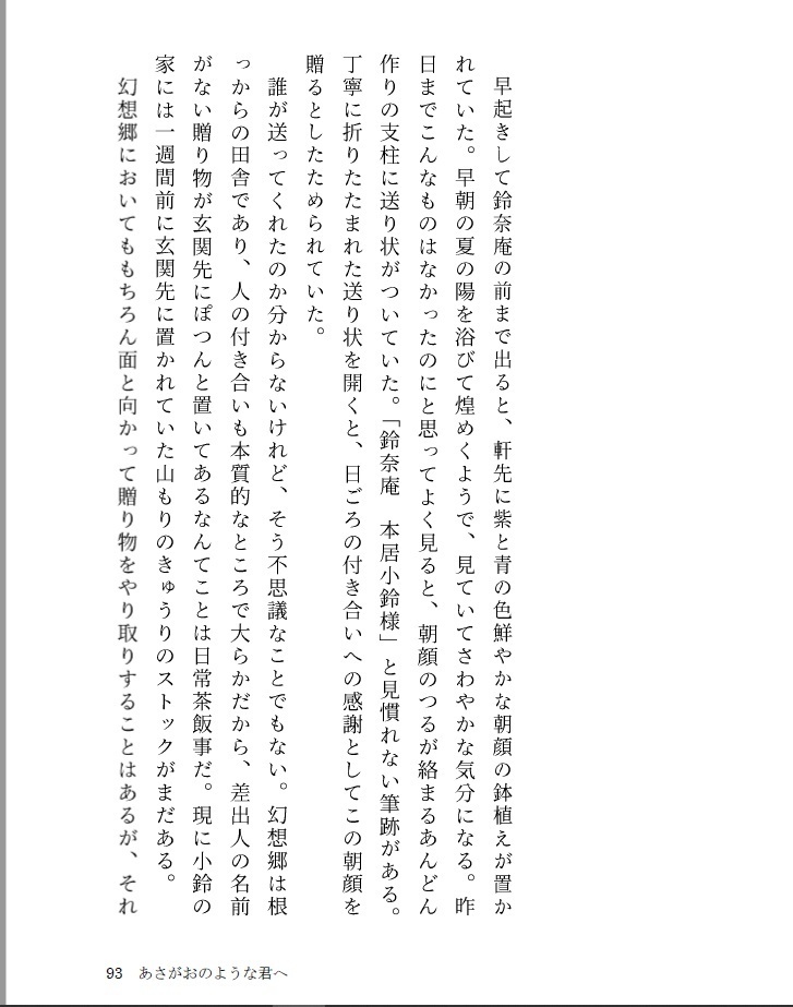 東方二次創作小説短編集『或る日の日記』