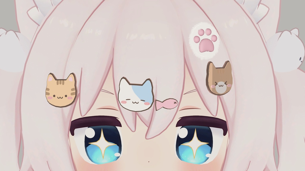 【freeあり】カラーバリエーション36 ねこちゃんへあぴん