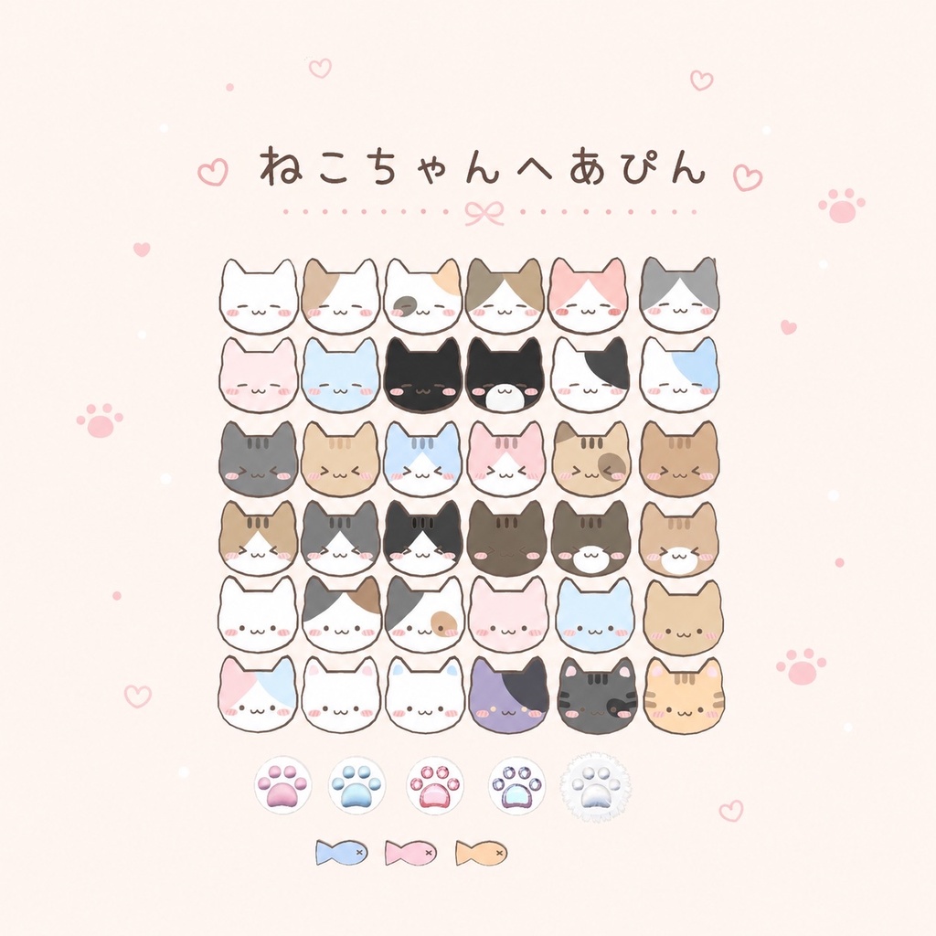 【freeあり】カラーバリエーション36 ねこちゃんへあぴん