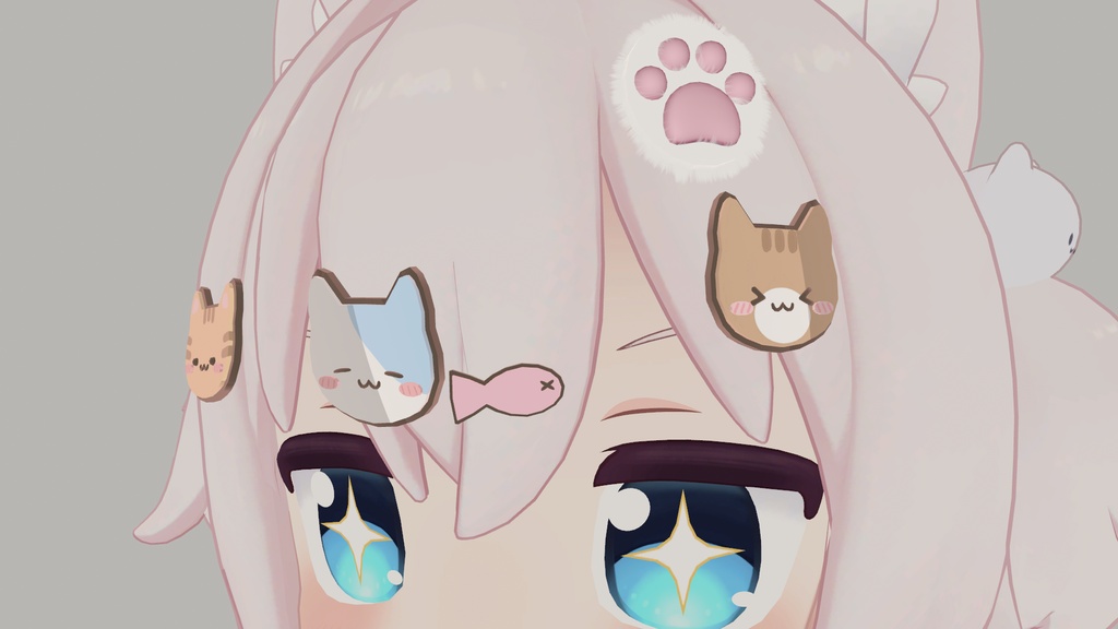 【freeあり】カラーバリエーション36 ねこちゃんへあぴん