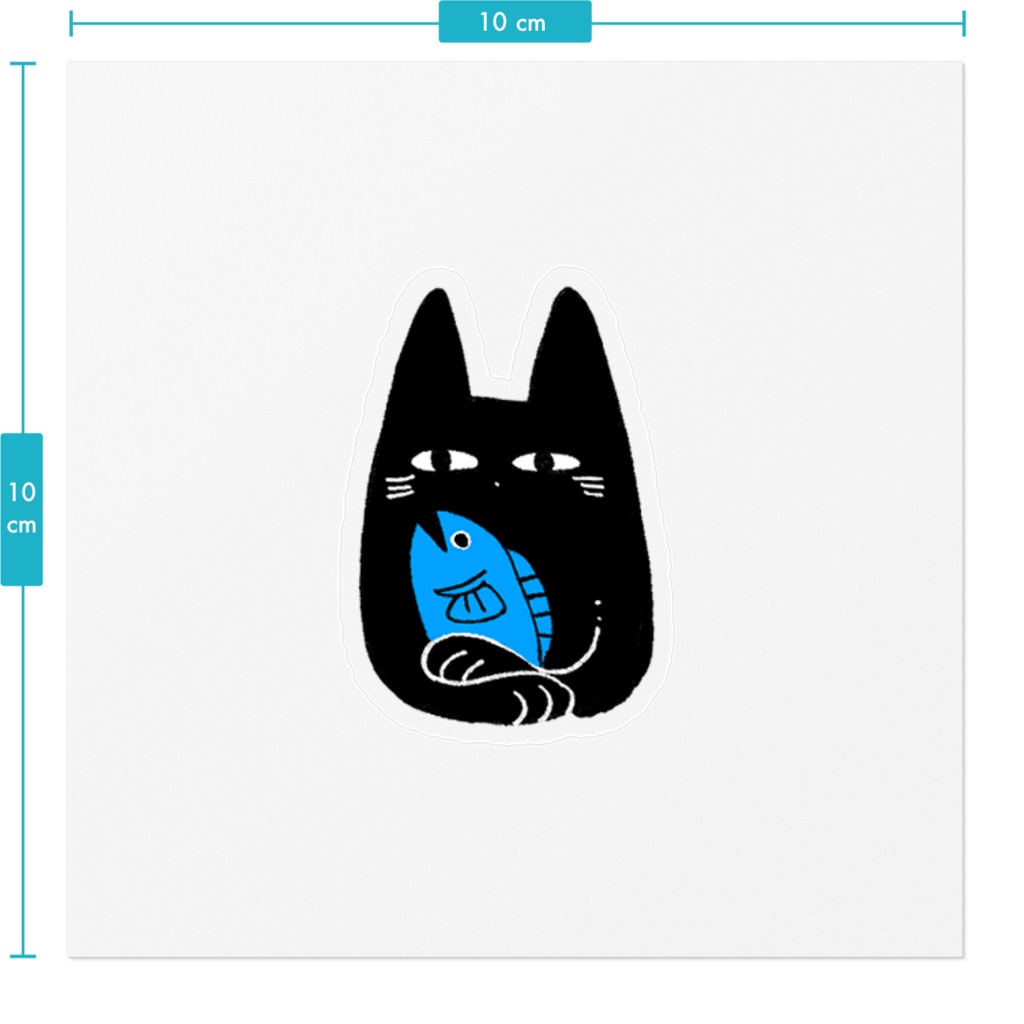 魚がお気に入りのねこステッカー