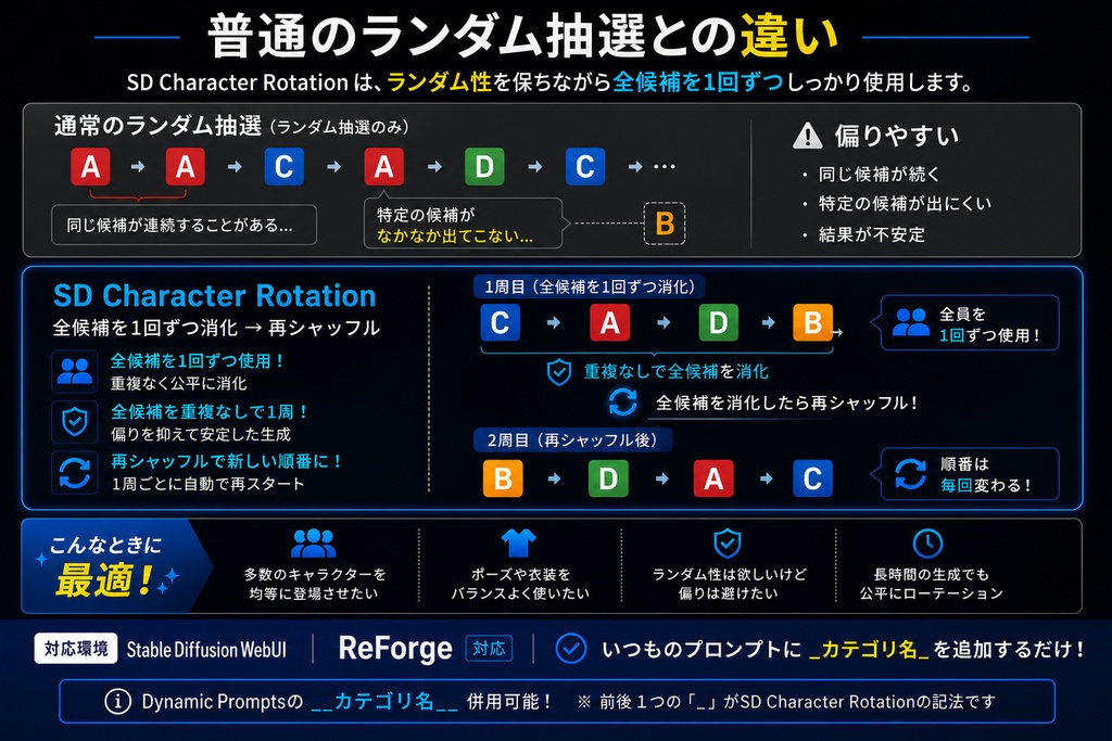 SD Character Rotation|キャラクター・プロンプト自動切替ツール