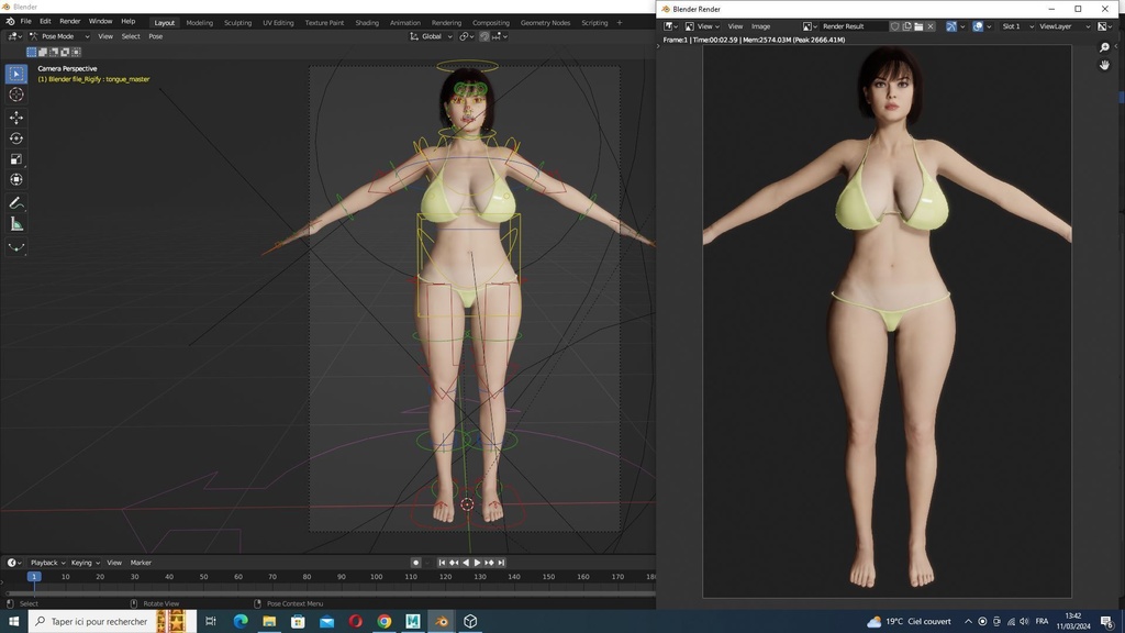 Rosalie Realistic Stylized Female Character Summer Pool Low-poly 3D model
