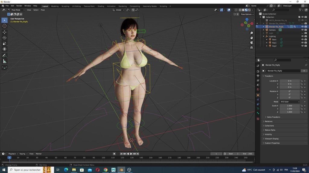 Rosalie Realistic Stylized Female Character Summer Pool Low-poly 3D model